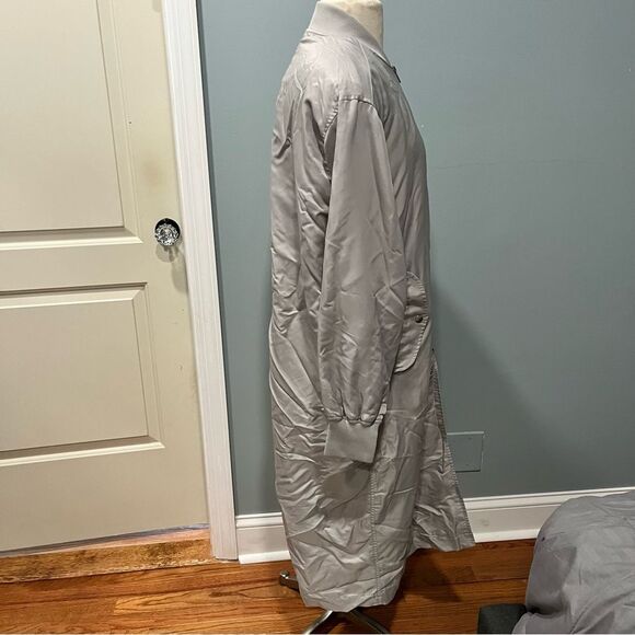 French Connection Grey Layered Long Bomber Jacket Size Small - Picture 7 of 10